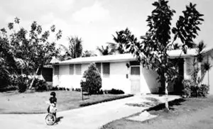 Typhoon Karen in 1962 destroyed many homes. Private developers brought in a pillbox style Kaiser Pre-Fab houses which dominated Guam's housing scene for many years.