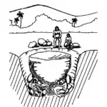 Ancient Chamorro quarry men chipped limestone with basalt adzes and axes, they removed the rubble by hand or wooden shovels. Lawrence J. Cunningham/Bess Press, Inc.