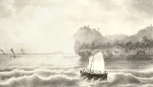 Humåtak Bay and Forts. Courtesy of the Guam Public Library System.