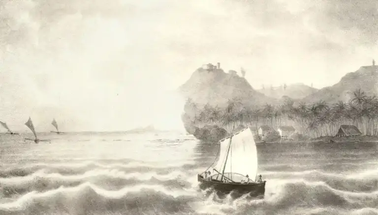 Humåtak Bay and Forts. Courtesy of the Guam Public Library System.