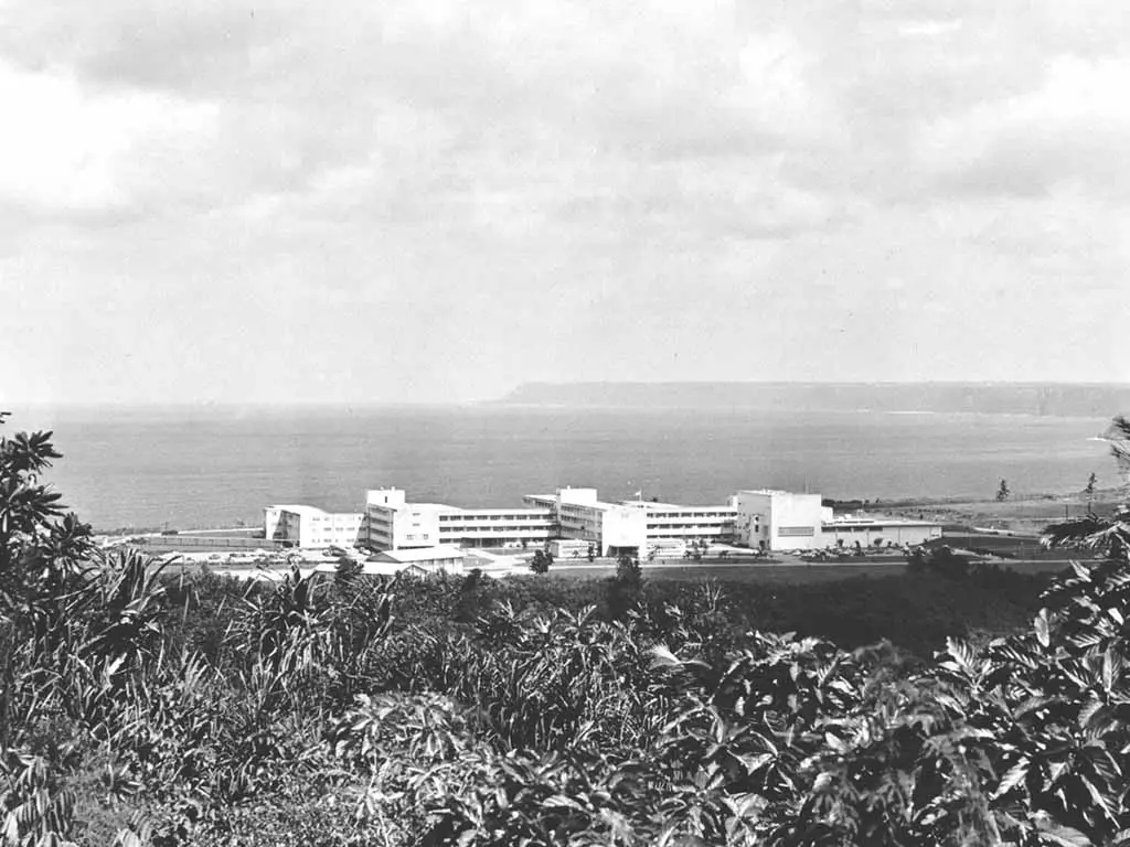 Aerial View of Naval Hospital, Agana Heights. Guam Memorial Hospital collection.