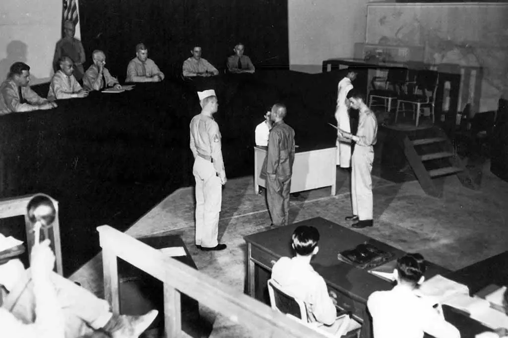 WWII- A Japanese being sentenced for his war crimes.