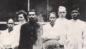 Reverend Francis Price, back right, and wife, back left, were sent to Guam by the American Board of Commissioners for the Foreign Missions. Photo from the courtesy of Don Farrell.