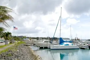 The Hågat/Agat Marina is a modern facility for docking small boats.