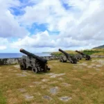 Fort Soledad, the last Spanish fortifications built in the village of Humåtak/Umatac and is located atop a steep bluff. The fort provides a superior view of the village, the bay and the rugged coastline. Burt Sardoma for the Guam Preservation Trust (GPT).