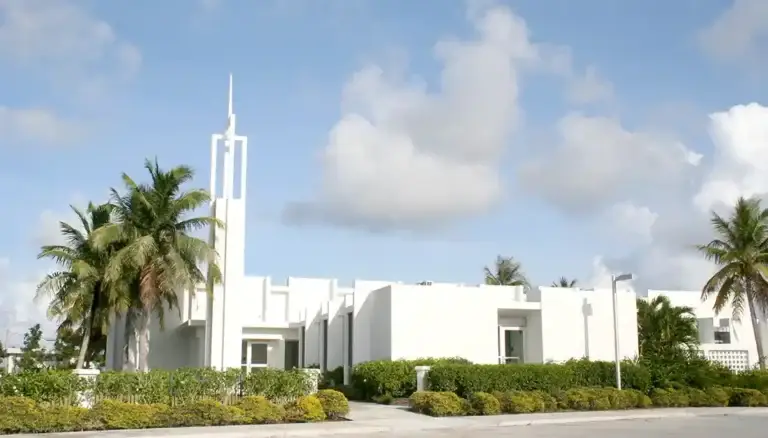 The first Mormons on Guam, in 1950, were in the military. They began meeting in rented space and an old navy chapel of quonset huts until they built a church in Barrigada. Sheila Tyquiengco photo for Guampedia.