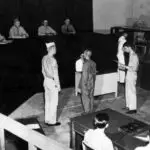 WWII- A Japanese being sentenced for his war crimes. Micronesian Seminar (MicSem) collection.