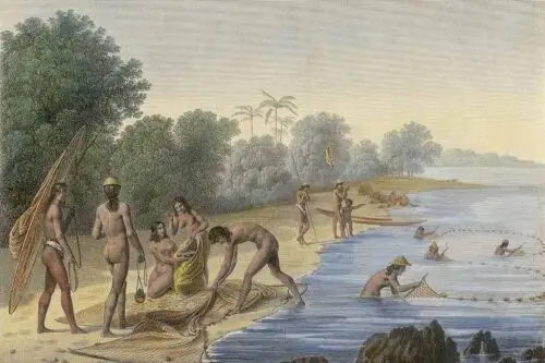 Ancient Guam Fishing Scene