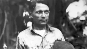 American Navy radioman George R. Tweed shortly after he was rescued by a Navy ship. WAPA collection.