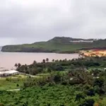 A photograph of Pago Bay after 8 hours of rain on January 3, 2009. Photo by Dr. Jason Biggs courtesy of the Micronesian Archaeological Research Services (MARS).