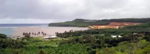 A photograph of Pago Bay after 8 hours of rain on January 3, 2009. Photo by Dr. Jason Biggs courtesy of the Micronesian Archaeological Research Services (MARS).