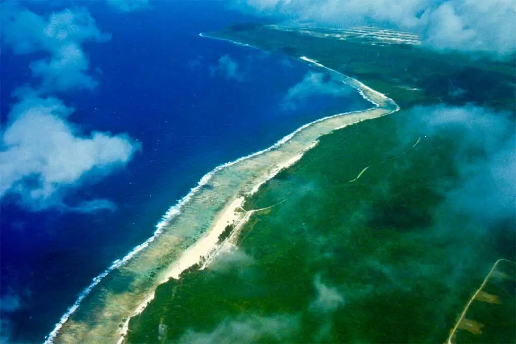 Aerial of Tarague - Guampedia Tarague entry Figure 1. An Aerial View of Tarague – looking east from Mergagan Point to Tagua Point.