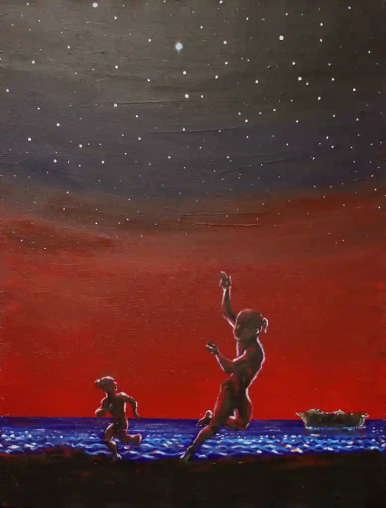 Painting of the folktale, Dinague Laoloa by Baltazar Bell in 2011