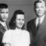 Rosa Perez Salas with Brother and Father, 1947