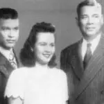 Rosa Perez Salas with Brother and Father, 1947