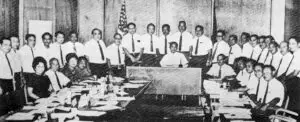 Delegates to the First Constitutional Convention or Guam, shown in one of the final Plenary Sessions. Courtesy of the Department of CHamoru Affairs.