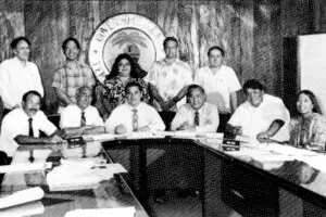Commission on Self-Determination members and staff, 1987. Photo Courtesy of the Department of Chamorro Affairs.