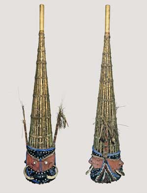 Nalawan ceremonial masks, Malakula Island, Vanuatu. Formerly the Théophile Savès. Found in the Wikimedia Commons.