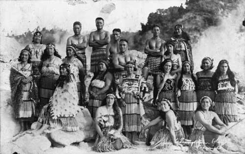 Members of the Tuhourangi tribe, within the Whakarewarewa Geothermal Valley. Photo courtesy of Te Puia, Rotorua NZ.