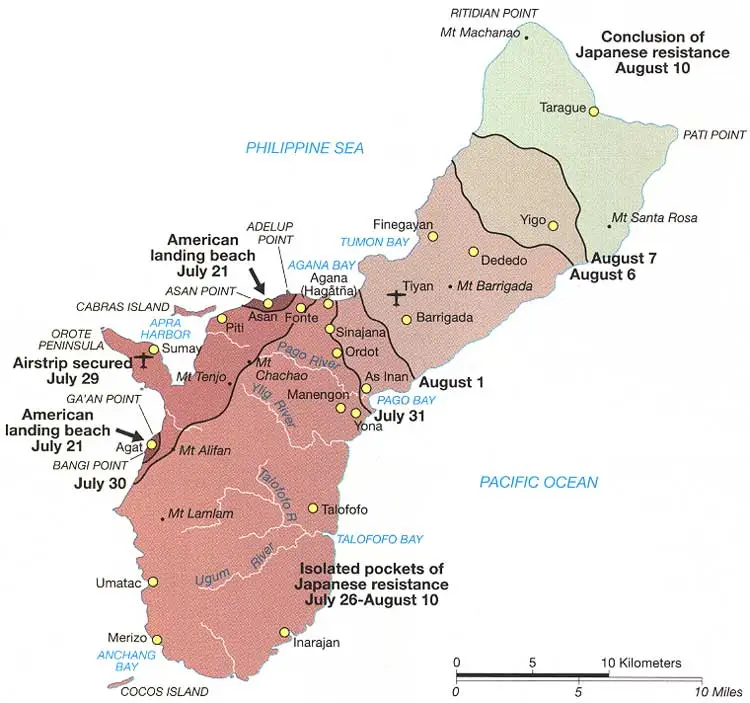 Map adapted from Guam 1941-1944: Conquest and Liberation.