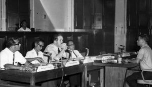 Senator Ricardo Bordallo, Sen. Richard Taitano, Legal Council Andrew Gayle, Sen. James Sablan, and sitting across is Carlos Lizama Taitano, GDOE Board.