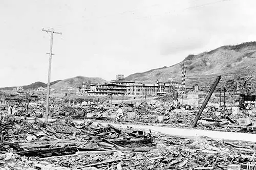 A-bomb damage in Nagasaki, Japan