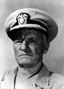 Admiral Chester W. Nimitz, US Navy. Vice Admiral Richmond K. Turner, US Navy. Naval History and Heritage collection.