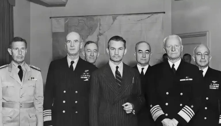 Secretary of the Navy James Forrestal with his Subordinate Officers