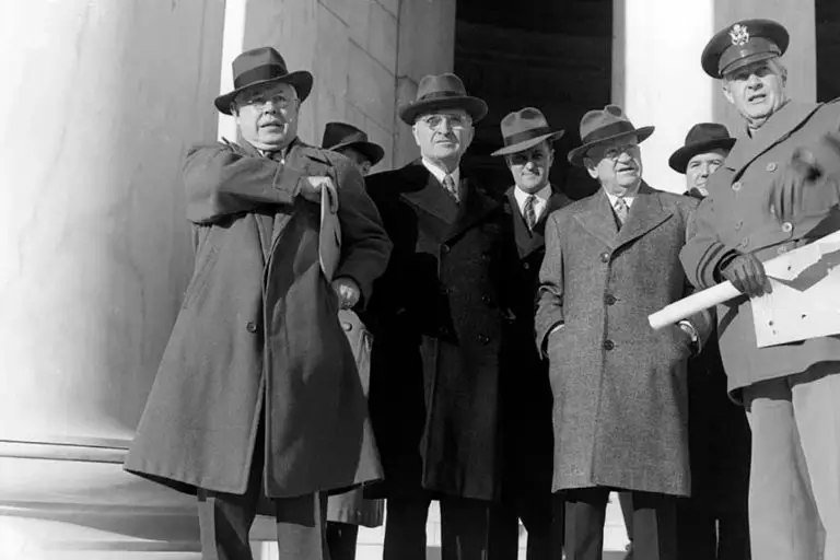 Truman and Ickes at the Jefferson Memorial